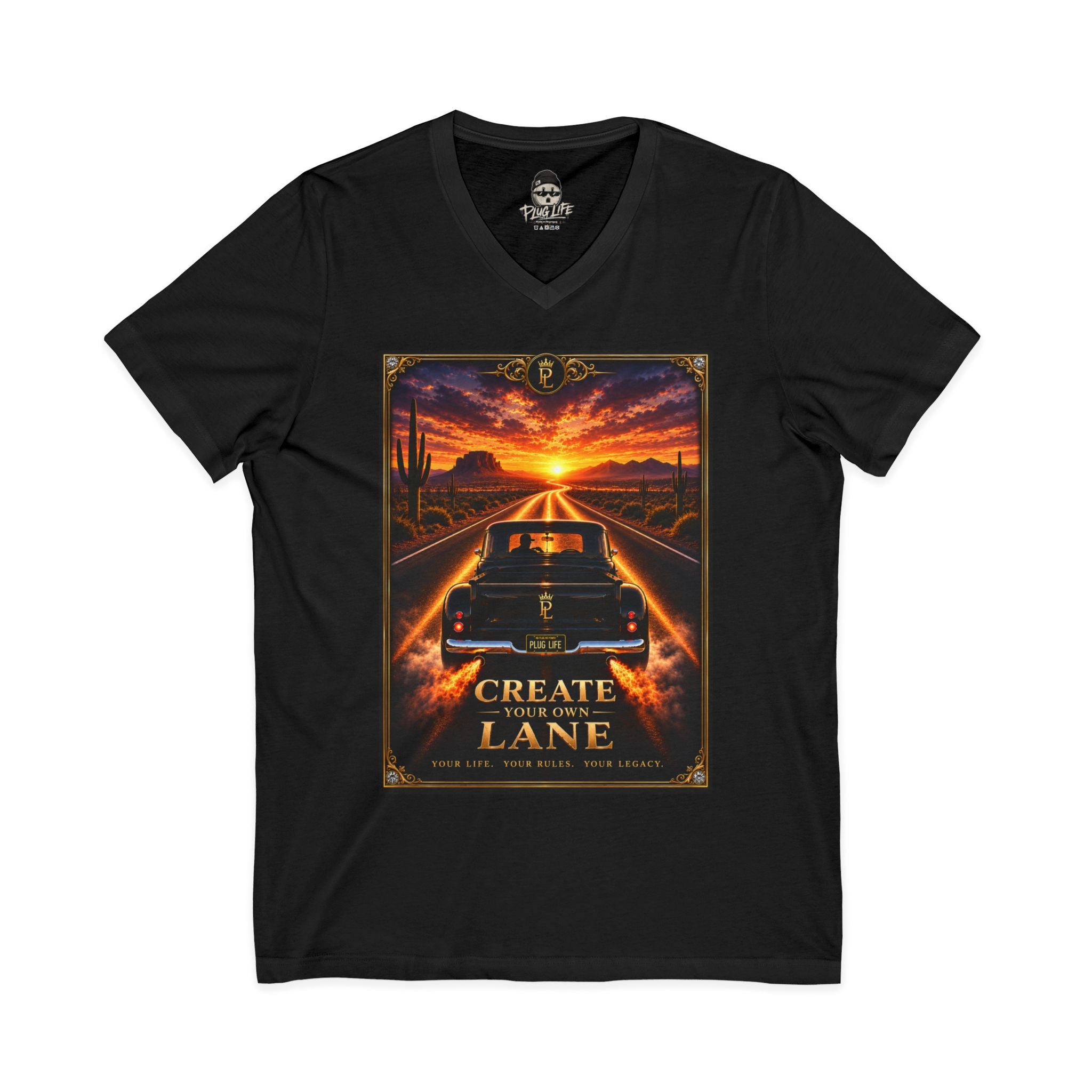 Plug Life Create Your Own Lane V-Neck — Premium Collection Ladies V-Neck Tee