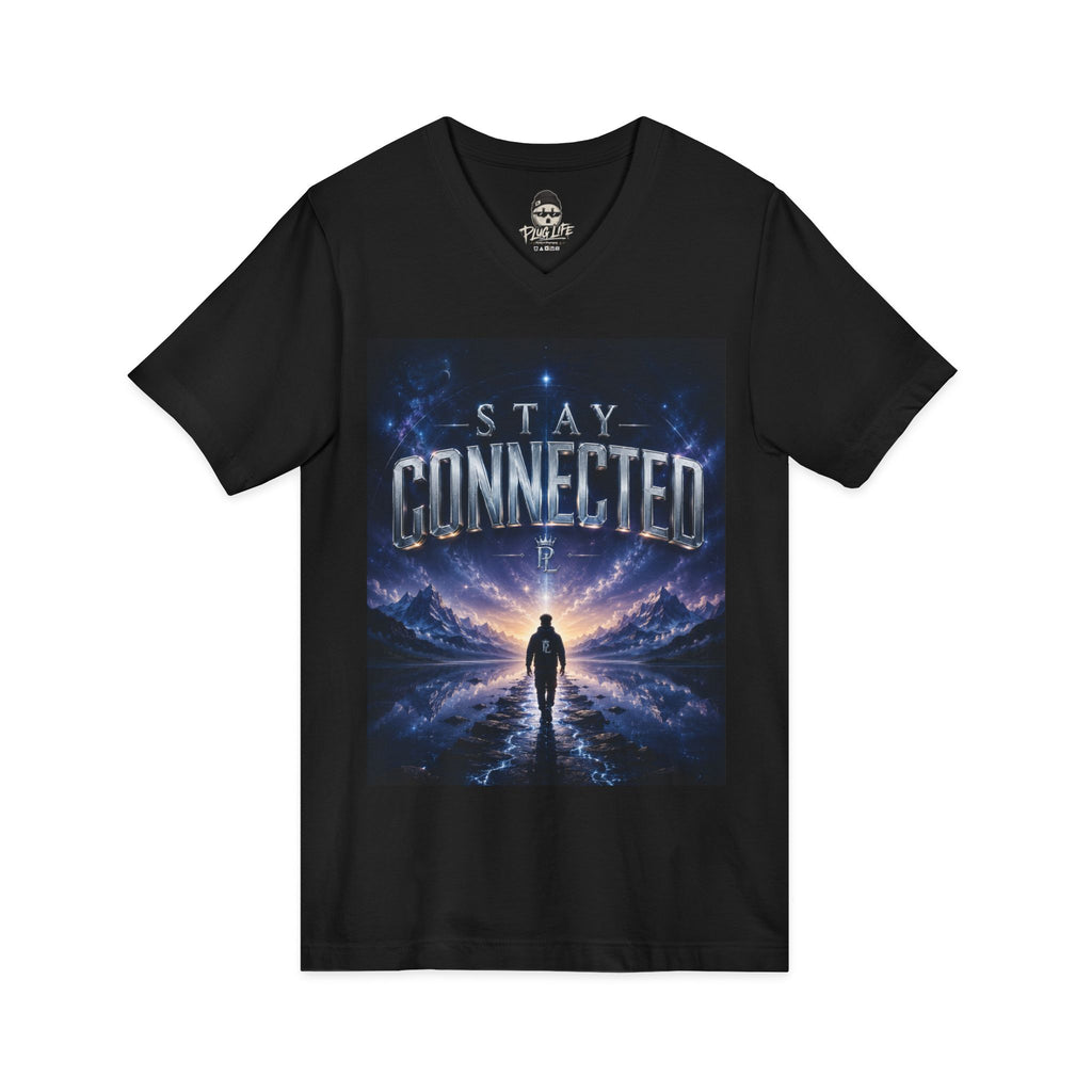 Plug Life Stay Connected Ladies V-Neck Tee — Premium Collection