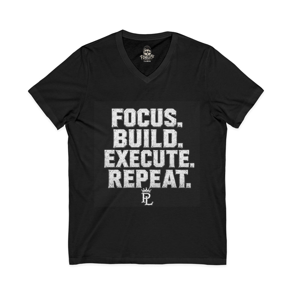 Plug Life Focus Build Execute Repeat Ladies V-Neck Tee — Premium Collection