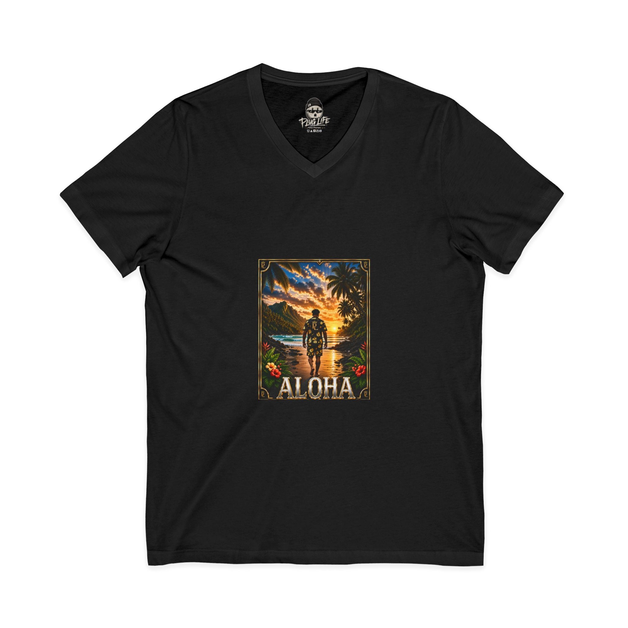 Plug Life Aloha Ladies V-Neck Tee — Premium Collection