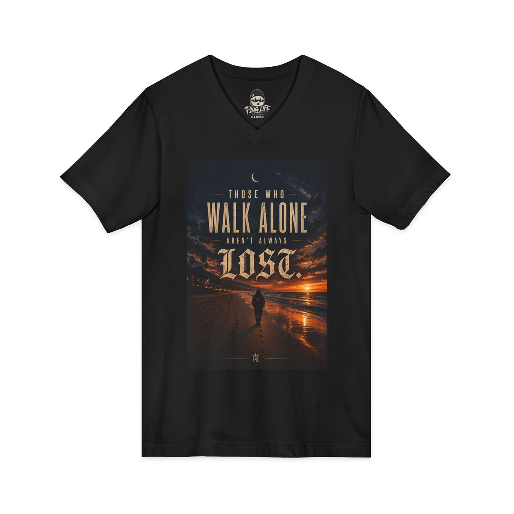 Plug Life Walk Alone V-Neck — Premium Collection Ladies V-Neck Tee