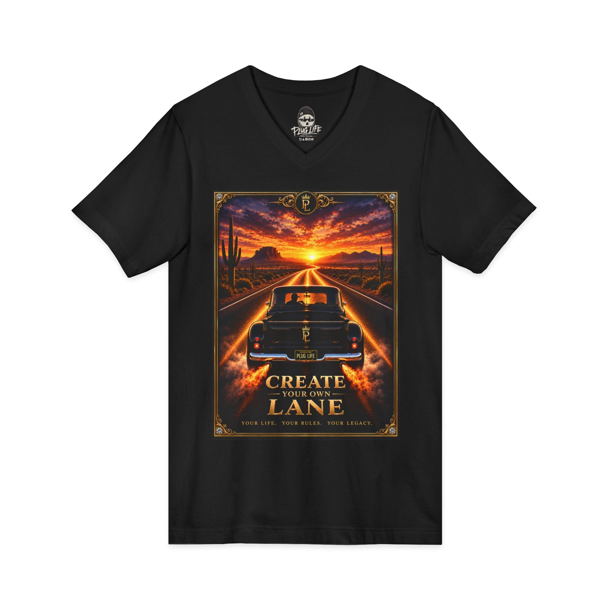 Plug Life Create Your Own Lane V-Neck — Premium Collection Ladies V-Neck Tee