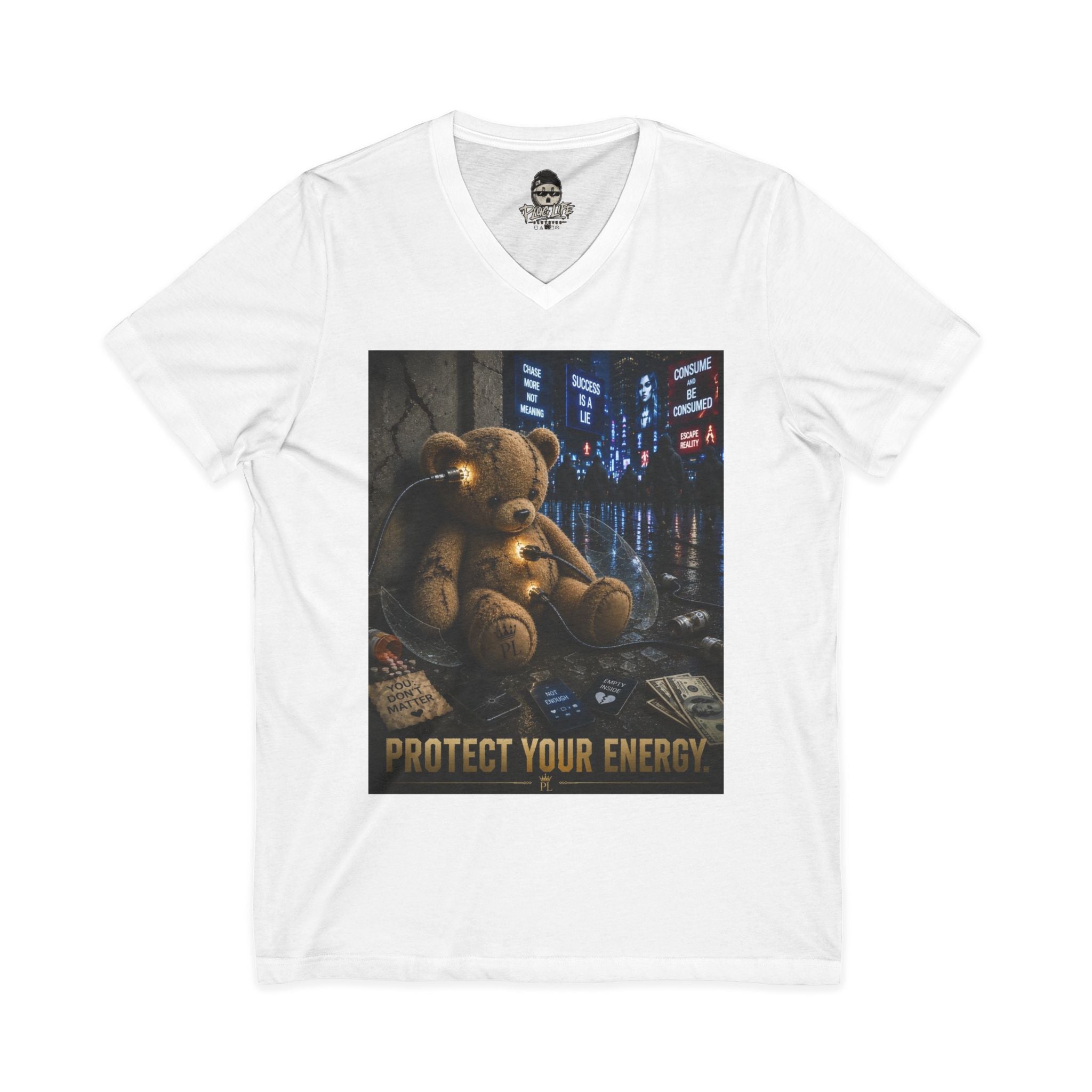 Plug Life Protect Your Energy V-Neck — Premium Collection Ladies V-Neck Tee