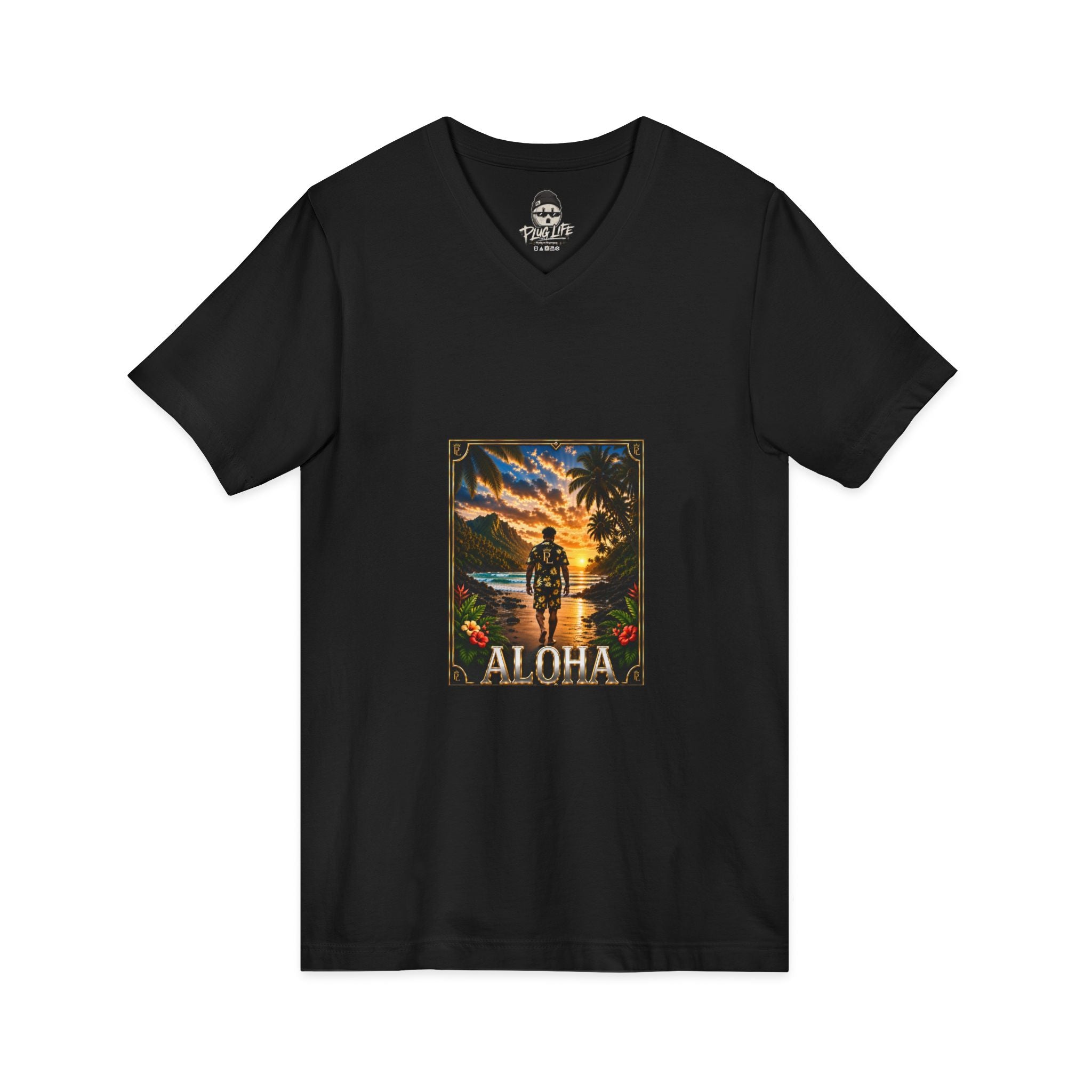 Plug Life Aloha Ladies V-Neck Tee — Premium Collection